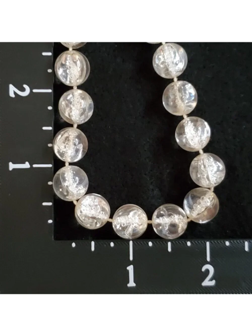 Vintage Bubble Bead Necklace Clear Lucite Opera Flapper 48